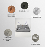 Coussin de siège auto pour chien imperméable à trois côtés avec deux sangles de sécurité réglables pour siège arrière - Utilisation toutes saisons
