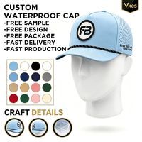 OEM Club Company Customized Sports 5 Panel Waterproof Baseball Cap Rubber Pvc Patch Logo Hydro Breathable Rope Gorras Golf Hats