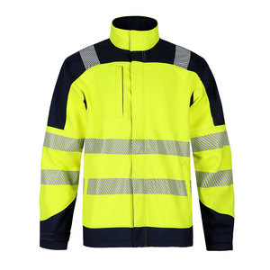 Custom High Visibility Safety Jacket Yellow Flame Retardant Cotton <b>Blend</b> Welded Seam Workwear For Industrial Use - Product Image 3