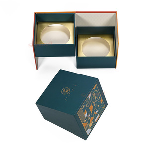 Caja Mooncake de cartón creativa de lujo con diseño de cajón giratorio verde y naranja estampado en caliente embalaje de regalo de vacaciones - Product Image 4