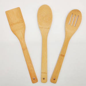 منتجات جديدة لعام 2026: أدوات طهي من الخيزران 3 قطع - مجموعة أدوات طهي عضوية من الخيزران مع رف للتوابل - Product Image 4