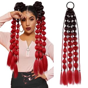 Thời trang Ombre bong bóng Braid 24 inch tổng hợp tóc đuôi ngựa tóc mở rộng ban nhạc cao su dễ dàng áp dụng bong bóng đuôi ngựa - Product Image 1