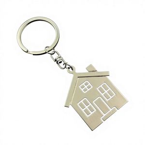 Porte-clés en acier inoxydable personnalisés en forme de maison, avec logo, vente en gros, porte-clés de maison de dessin animé tendance, porte-clés en métal mignon - Product Image 1