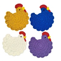 Meilleures ventes transfrontalières : Sous-verres au crochet faits main, minimalistes, avec motif poule
