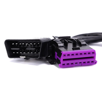 Kabel Splitter OBD2 16 Pin Satu Male Dua Female PVC 15cm Kabel Ekstensi VW Buick Dual Port Konektor Diagnostik Mobil GPS Tracker