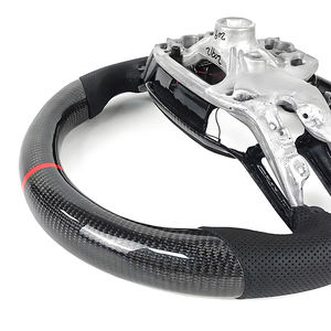 LED <span class=keywords><strong>Ram</strong></span> para Ford Mustang GT500 <span class=keywords><strong>Shelby</strong></span> 2023 2024 2025, volante de fibra de carbono forjado en escamas Rojas, accesorio Interior de cuero - Product Image 6