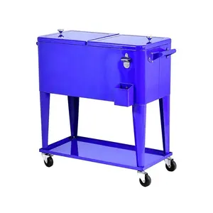 75l retro garden cooler coolest wine Metal insulation box cooler box ice bucket cooler cart with tray