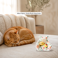 Porte-clés en peluche chat mignon, mini canapé en coton PP doux, breloque de sac, jouet pour animaux de compagnie, avec support de présentation, mini canapé floral Kawaii à mâcher