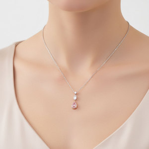 สร้อยคอเพชรทรงลูกแพร์ระดับไฮเอนด์ ทองคำแท้ 18K ประดับเพชรชมพูธรรมชาติ ดีไซน์หรูหรา สำหรับผู้หญิง ของขวัญวันครบรอบ - Product Image 5