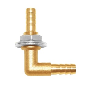 Conector de Latón en Ángulo Recto de 90 Grados con Espiga para Manguera de 3/8 x 3/8, Unión Hexagonal, con Arandela Plana y Junta, para Agua/Combustible - Product Image 2