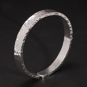 Novedades, Pulseras de Plata de Ley 999 Martilladas para Hombre y Mujer, Pulido Elegante, Brazalete Abierto Simple, Joyería Fina - Product Image 3