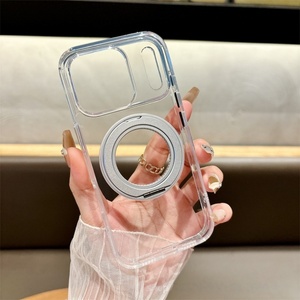 Anti-Fall <b>PC</b> TPU Bumper Hard Acrylic <b>Wireless</b> Charging 360 Rotating Holder Phone Case Cover for iPhone 17 Pro Max Air - Product Image 5