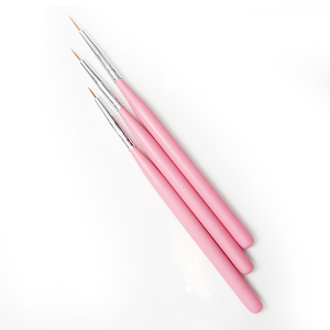 Pinceau de précision rose à manche en bois pour nail art, poils en nylon, pour le dessin sur vernis gel et manucure - Product Image 1