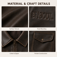Veste Moto Vintage Distressed Personnalisée en Cuir PU pour Homme, Style Streetwear, Coupe Courte, Fermeture Éclair, Vente en Gros OEM