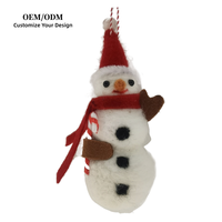 Ornement de bonhomme de neige de Noël en feutre fait main écologique avec chapeau haut de forme, écharpe rouge, pendentif, décoration de fête d'arbre de Noël, cadeau DIY