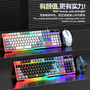 Ensemble clavier et souris de jeu filaires Raikoo T26 avec rétroéclairage RVB et retour tactile pour ordinateurs de bureau et portables - Product Image 1