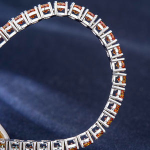 Pulsera de Cadena de Eslabones de Plata 925 con Diamantes Moissanita VVS de 2mm y 3mm, Bañada en Oro Blanco de 18k, Color Naranja Dulce, Estilo Tenis, Unisex y de Moda - Product Image 3