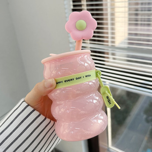 STARLII 2024 Nuevo Diseño de Color Mica, Vaso de Vidrio de Borosilicato de 500 ml con Pajita y Tapa - Product Image 4