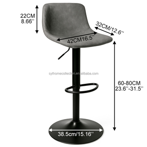 Taburete de Bar Ajustable de Cuero PU Comercial Moderno, Silla Giratoria para Barra, para Bistro y Salón, Ancho del Asiento de 42 cm, Estilo Decorativo - Product Image 2