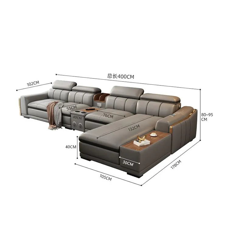 Modern italian leather l shape sofa model living room simple design sofa set furniture