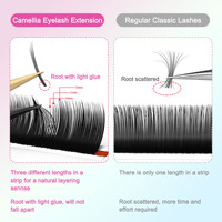 Extensiones de Pestañas Premium Camellia, Floración Rápida, Abanicos Preformados, Volumen Natural, Suaves y Fáciles de Aplicar