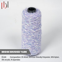 1/2.4N Bridge Brushed Yarn 3% Wool Blended Eco Polyester Speckled Fluffy Fancy Yarn