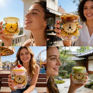 अनुकूलन योग्य डबल दीवार बोरोसिलिकेट ग्लास कप उच्च गुणवत्ता वाले भालू डिजाइन के लिए कॉफी या चाय के लिए - Product Image 4