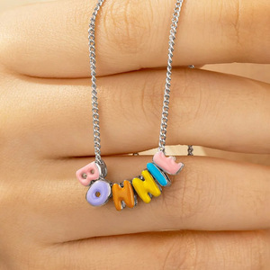 <span class=keywords><strong>Collana</strong></span> Classica in Rame Placcato Oro 18K con Ciondolo a Lettera Smaltata, Catena Sportiva Fai-da-Te, <span class=keywords><strong>Collana</strong></span> Personalizzabile - Product Image 6