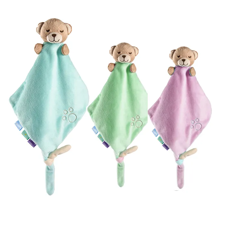 Đáng yêu Nhồi Bông Bóng Chày Sang Trọng Teddy Bear An Ủi Bé An Ninh Chăn Đồ Chơi Bán Buôn Mềm Em Bé Chăn Với Đầu Gấu