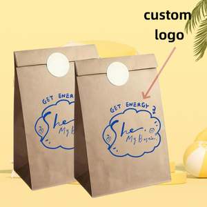 Printing logo Sticker Window Opening Pointed Bottom Cowhide Mini Oil-proof Paper Bag Suitable for Cookie, Bread, and Popcorn - Product Image 5