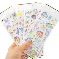 Autocollants décoratifs transparents en PET, résistants aux UV et imperméables, avec feuille d'or, motif papillon galaxie arc-en-ciel, pour journal, vente en gros, personnalisables en usine