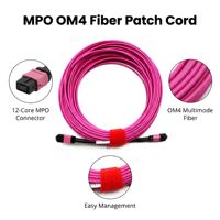 Kabel Patch Fiber MPO ke MPO Elite Low Loss CPR CCA DCA 12 Core OM4 Multimode 50/125 LSZH 3.0mm untuk Pusat Data