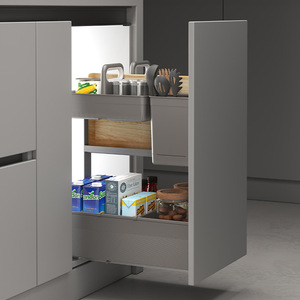 Cooper Seasoning Pull-Out Basket Aluminum Alloy Double-Layer Drawer Knife Rack <b>Kitchen</b> <b>Storage</b> Minimalist Design - Product Image 1