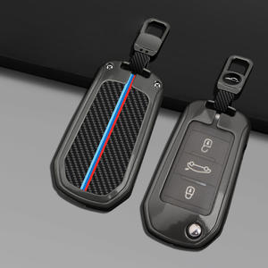 Housse <span class=keywords><strong>de</strong></span> sac à clés <span class=keywords><strong>de</strong></span> voiture en fibre <span class=keywords><strong>de</strong></span> carbone avec porte-clés, adaptée aux clés Citroën - Product Image 6