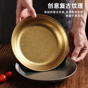 Stainless Steel Soup Plate 304 Round Deep Gold Hotel Use Microwave Safe - Product Image 4