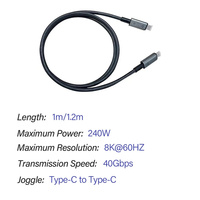 Câble USB 4 Thunderbolt3 2M 40Gbps Fast 5K 60Hz Data Transfer USB-C PD 240W Type C Charger Cable for Studio Display