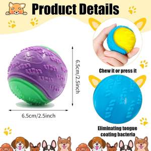 Gıcırtılı köpek topu scoobydoo tasarım diş temizleme yavru çiğnemek oyuncaklar Pet interaktif hareket eğitim topları - Product Image 4