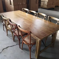 Style rustique en bois massif pliant 240cm 8ft 8-10 personnes fêtes d'événement Banquet Tables de ferme en bois mariage