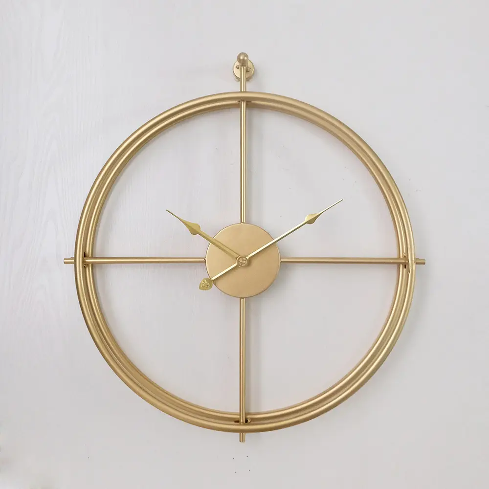 Большие декоративные двухслойные металлические настенные часы с простым дизайном