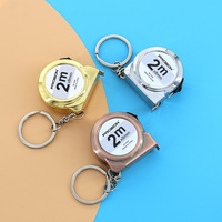 Mètre Ruban Rétractable de Luxe 2m avec Porte-clés Rond à Verrouillage Automatique, Outil de Mesure Métrique, Pendentif Métallique Portable, Cadeau pour Homme