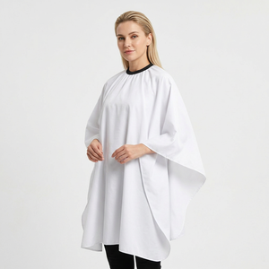Capa de Barbero Profesional Impermeable de Poliéster, Bata para Cortar el Cabello, Tela de Barbería Blanca Lisa para Sublimación, Capas de Peluquería - Product Image 3