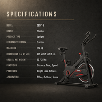 Vélo de spinning 3 couleurs ZBSP-6, directement d'usine, logo personnalisé, charge 120 kg, compact 91,5 cm, vélo d'exercice cardio pour la maison, OEM ODM