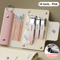 Trousse professionnelle 10-en-1 de coupe-ongles portable en acier au carbone, outils de manucure et pédicure, et kit de soin des ongles et des oreilles