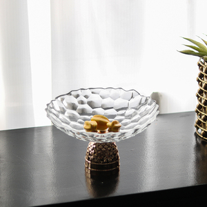 Offre spéciale du fabricant, assiette <span class=keywords><strong>cloche</strong></span> dorée exquise, métal, <span class=keywords><strong>verre</strong></span>, design simple, assiette à dîner pour décoration de la maison moderne - Product Image 4