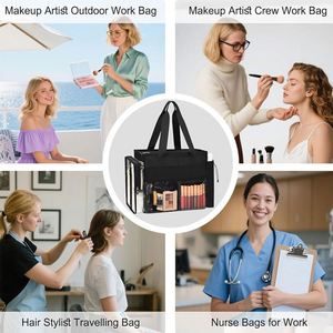 Sac à cosmétiques portable personnalisé avec poignée souple et fermeture à glissière pour maquilleur(se) - Product Image 5