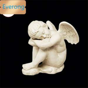 Statues d'ange en marbre blanc bon marché Sculpture Beton Engel Standbeeld Statue de jardin extérieur ange chérubin - Product Image 4