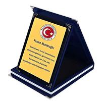 Plaque de certificat de boîte de velours pliable Plaque de trophée de prix de velours noir bleu rouge jaune