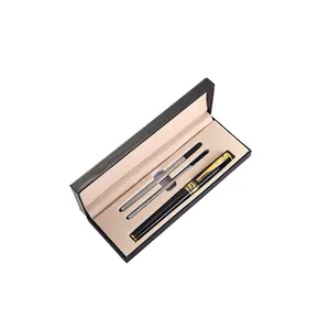 Ensemble de stylos de luxe logo personnalisé cadeau d'affaires stylo roller en métal avec boîte et recharge ensemble de stylo cadeau