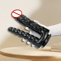 Vente en gros d'usine : Dildo monstre extra-large noir double-tête ultra-long souple réaliste étanche pour jouets sexuels