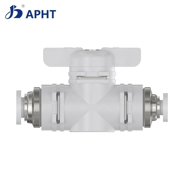 APHT BUC Series Industrial Use Plastic OEM Pneumatic One-Touch Filtered Air Fitting Ball Valve Manual On/Off Control for